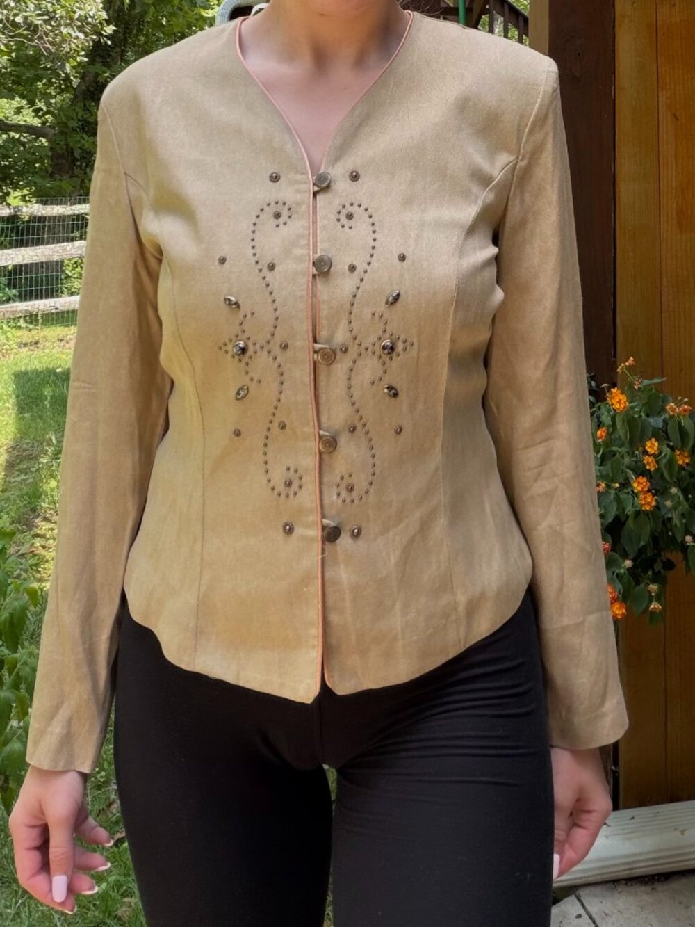 Vintage 90s Tailored Western Glam Studded Toggle Jacket